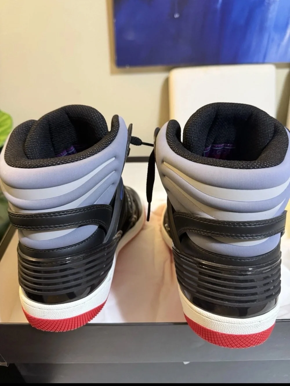 Gucci High-Top Sneakers in Black, Beige & Red with Blue Accents